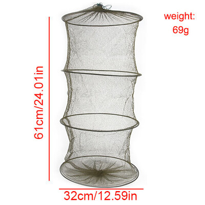 FISH KING 35-61CM pārnēsājams zvejas tīkls, salokāms pretlēciena uzglabāšanas būru tīkls, zivju piederumi