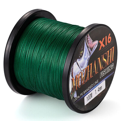 MOZHANSHI 16 sruogų 100M Super Strong 0,16MM-2,5MM 100% PE nerijos daugiagijinis žvejybos valas iš Japonijos