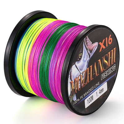 MOZHANSHI 16 sruogų 100M Super Strong 0,16MM-2,5MM 100% PE nerijos daugiagijinis žvejybos valas iš Japonijos
