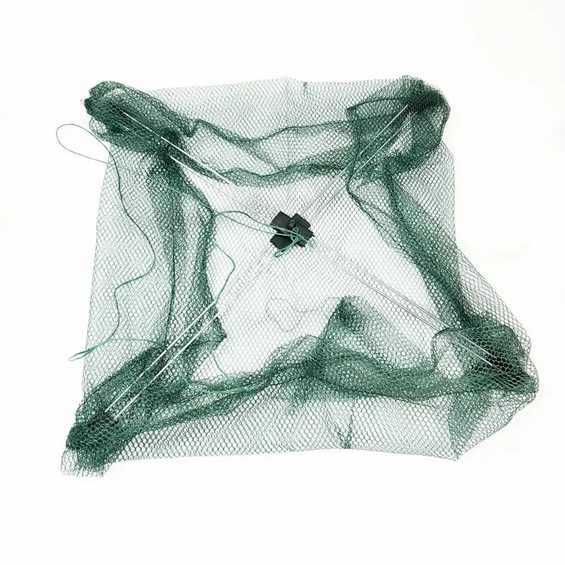 Hordozható 60*60 cm-es összecsukható halászháló nejlon hálózati garnéla halháló dobóháló horgászketrec kültéri halháló