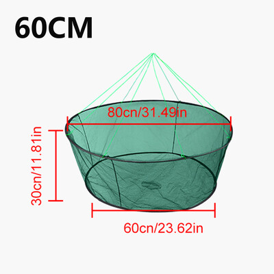 60/80 CM Laisva burna sulankstomas lašinamas žvejybos tinklas Krevečių gaudyklės rezervuarų liejimo tinklas žuvų ungurių gaudyklė narvas krevečių masalas krabų tinklas