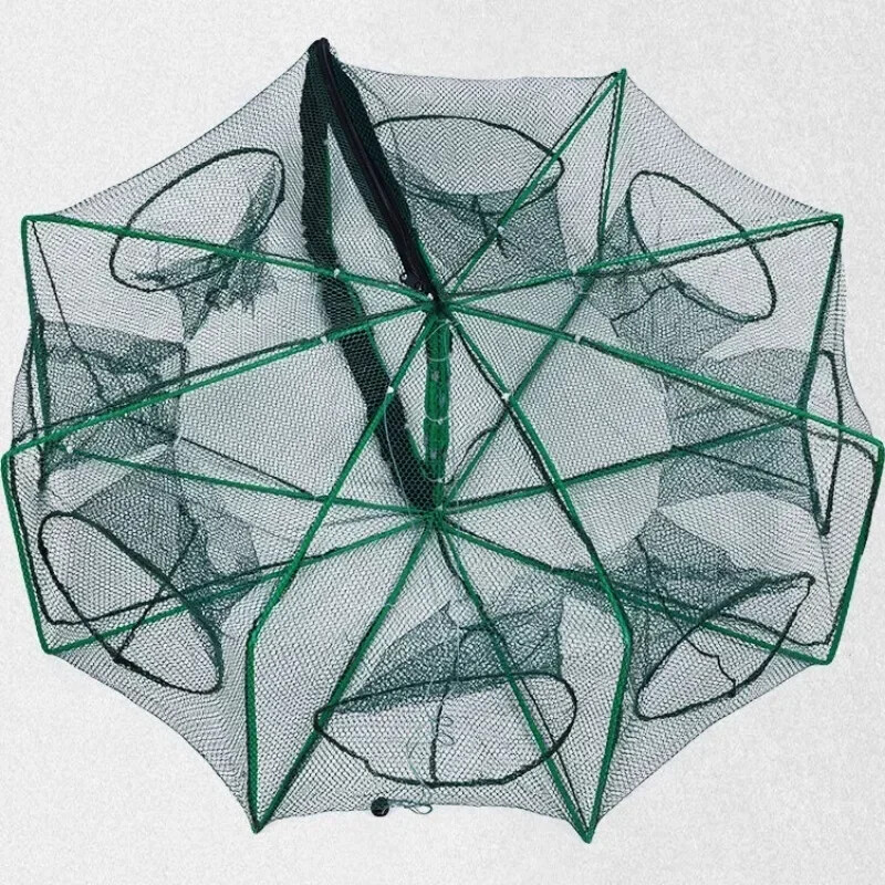 Žvejybos tinklelis, sulankstytas šešiakampis aštuonkampis, 8 skylučių rankinis žvejybos tinklas, liejimo tinklai Vėžių krevečių gaudyklė, gaudyklės narvelis