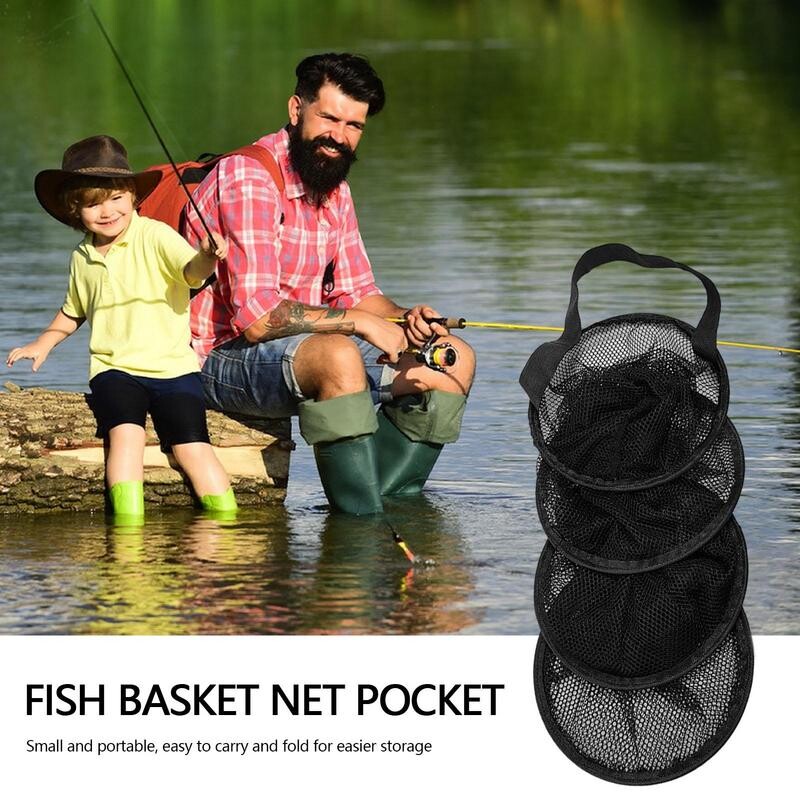 Halhalászháló kosárgyűjtő táska Nylon hálós fogós kültéri könnyű összecsukható csalicsapdák kosár rákzsák ketrec