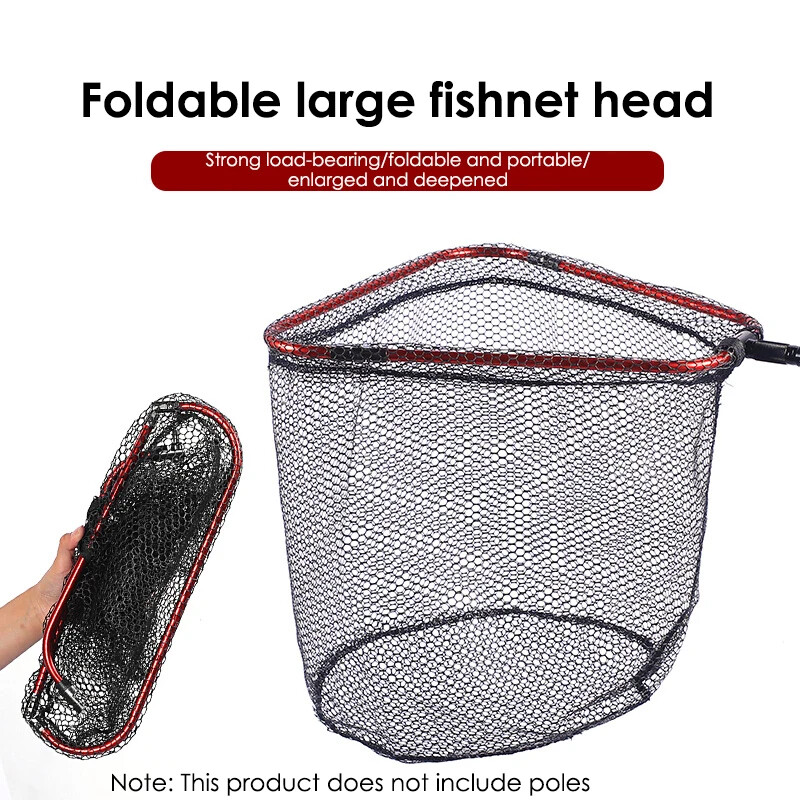 1 komplekts, salokāmi rokas tīkla galvas piederumi, ieskaitot melnu gumijotu neilona sietu un sarkanu alumīnija sakausējuma tīkla galvas rāmi