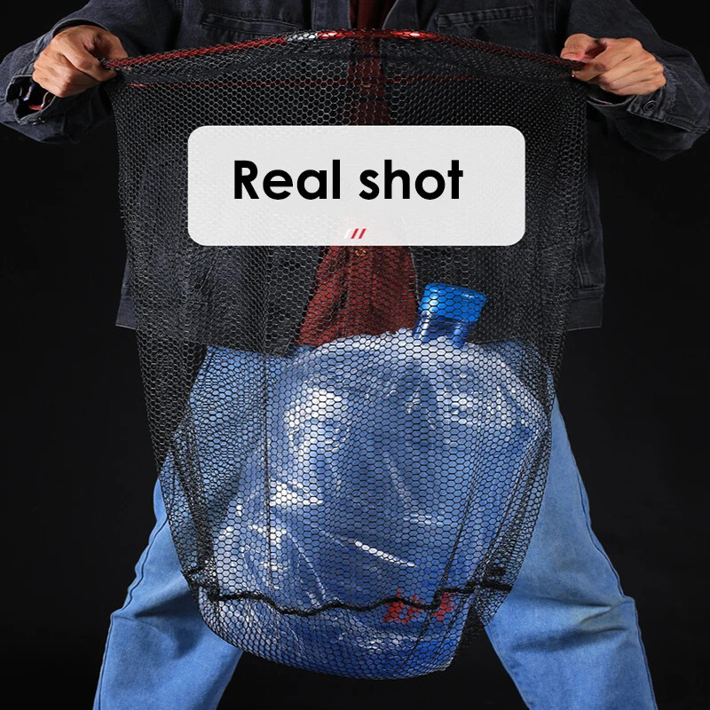 1 komplekts, salokāmi rokas tīkla galvas piederumi, ieskaitot melnu gumijotu neilona sietu un sarkanu alumīnija sakausējuma tīkla galvas rāmi