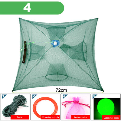 Erőteljes 4-28 lyukú automatikus halászháló garnéla ketrec Hálós hálók Összehajtható csapdák Rák halcsapda Öntött háló Öntött horgászháló eszköz