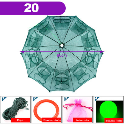 Erőteljes 4-28 lyukú automatikus halászháló garnéla ketrec Hálós hálók Összehajtható csapdák Rák halcsapda Öntött háló Öntött horgászháló eszköz