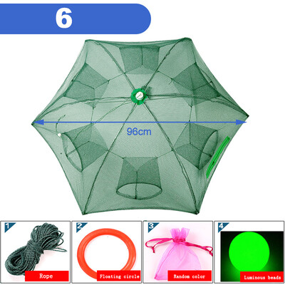 Erőteljes 4-28 lyukú automatikus halászháló garnéla ketrec Hálós hálók Összehajtható csapdák Rák halcsapda Öntött háló Öntött horgászháló eszköz