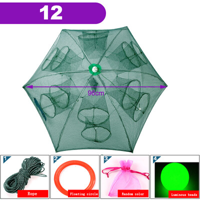 Erőteljes 4-28 lyukú automatikus halászháló garnéla ketrec Hálós hálók Összehajtható csapdák Rák halcsapda Öntött háló Öntött horgászháló eszköz