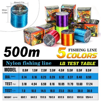 Sougayilang 500m Nylon Fishing Line Max Drag 7-38LB Super Stronger Nylon Line Japan Monofilament Coating Carp Fishing Tackle