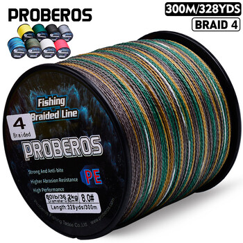 PROBEROS New 300M PE Braided Fishing Line Multicolor Multifilament Super Strong Fishing Line 6LB-80LB Ισχύει για την κύρια γραμμή