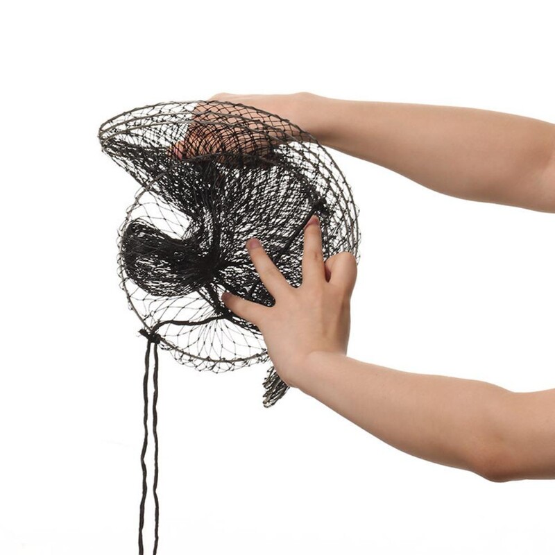 Minkšto plieno žiedo žvejybos reikmenys, juodi lipni siūlai, sulankstoma žuvies narvelio žuvies kišenė