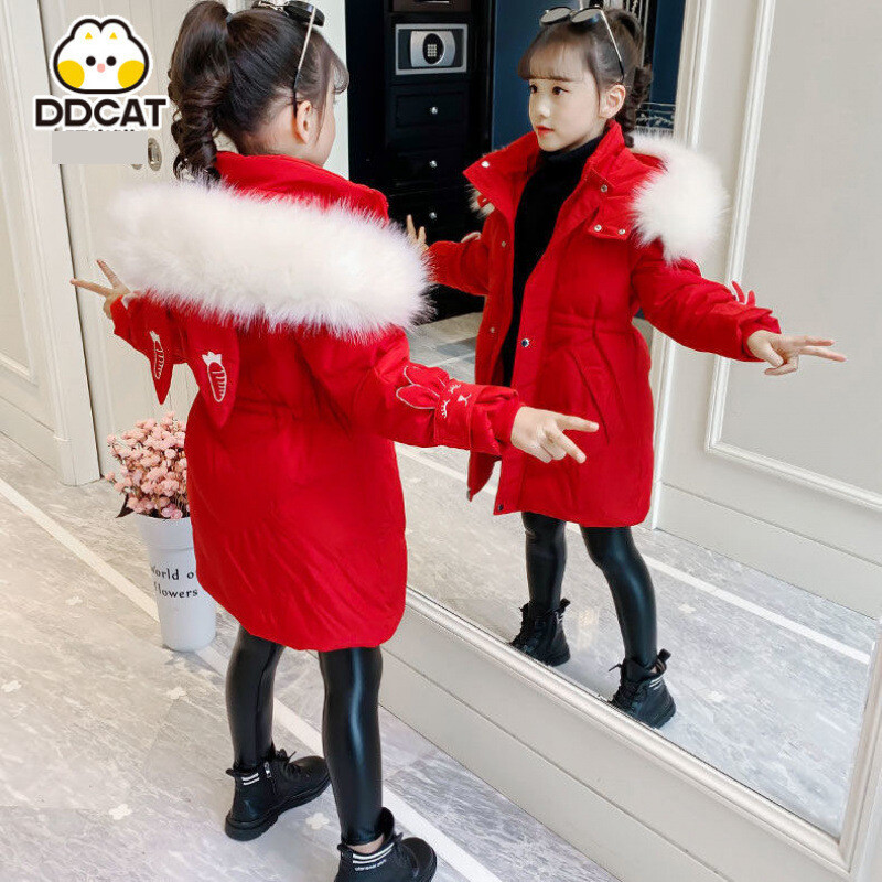 Pamut bélésű téli ruhák lányoknak 2023 új stílusú gyerekkabát pamut béléssel télikabát nagy gyerekkabát pamut béléssel hosszú fazon