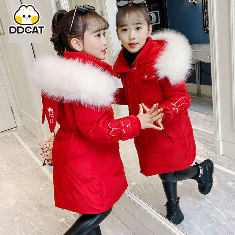 Pamut bélésű téli ruhák lányoknak 2023 új stílusú gyerekkabát pamut béléssel télikabát nagy gyerekkabát pamut béléssel hosszú fazon