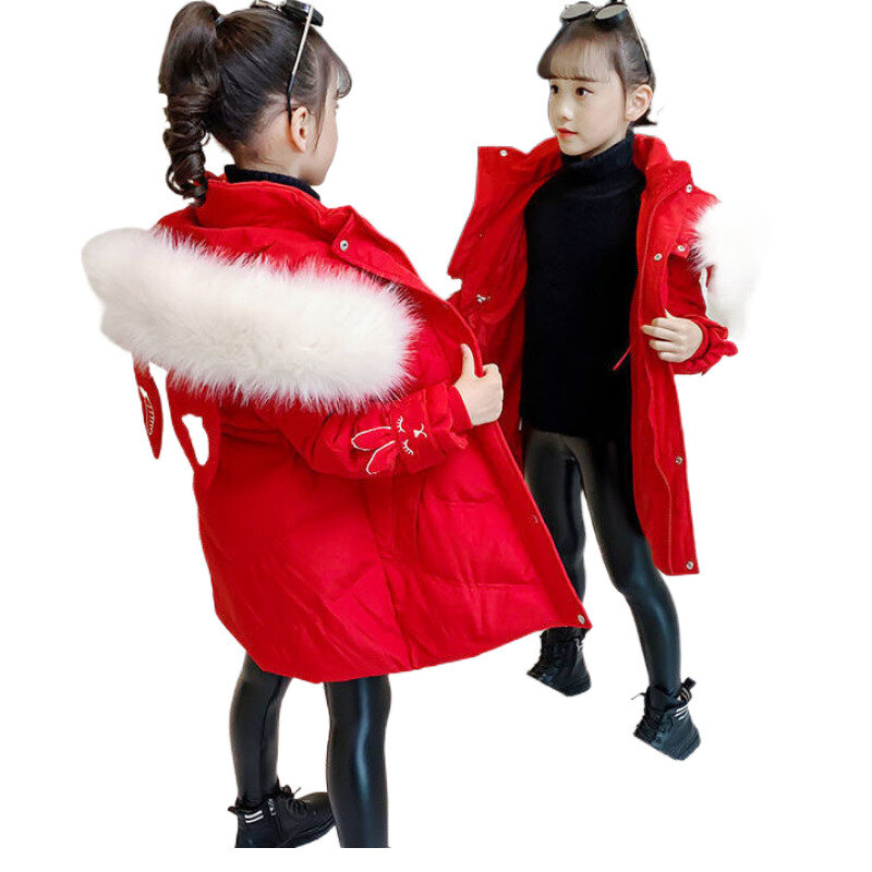 Pamut bélésű téli ruhák lányoknak 2023 új stílusú gyerekkabát pamut béléssel télikabát nagy gyerekkabát pamut béléssel hosszú fazon