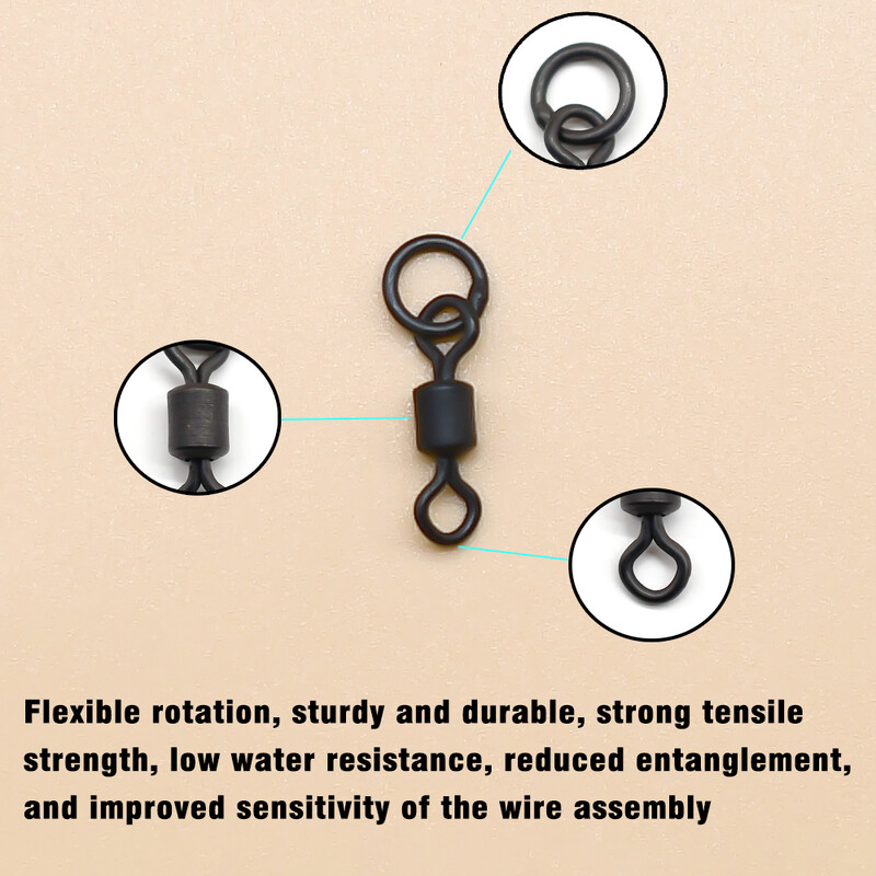 MNFT 40vnt. Greitai keičiamas lankstus žiedas, besisukantis įrenginys terminalo reikmenų karpių žvejybos reikmenys