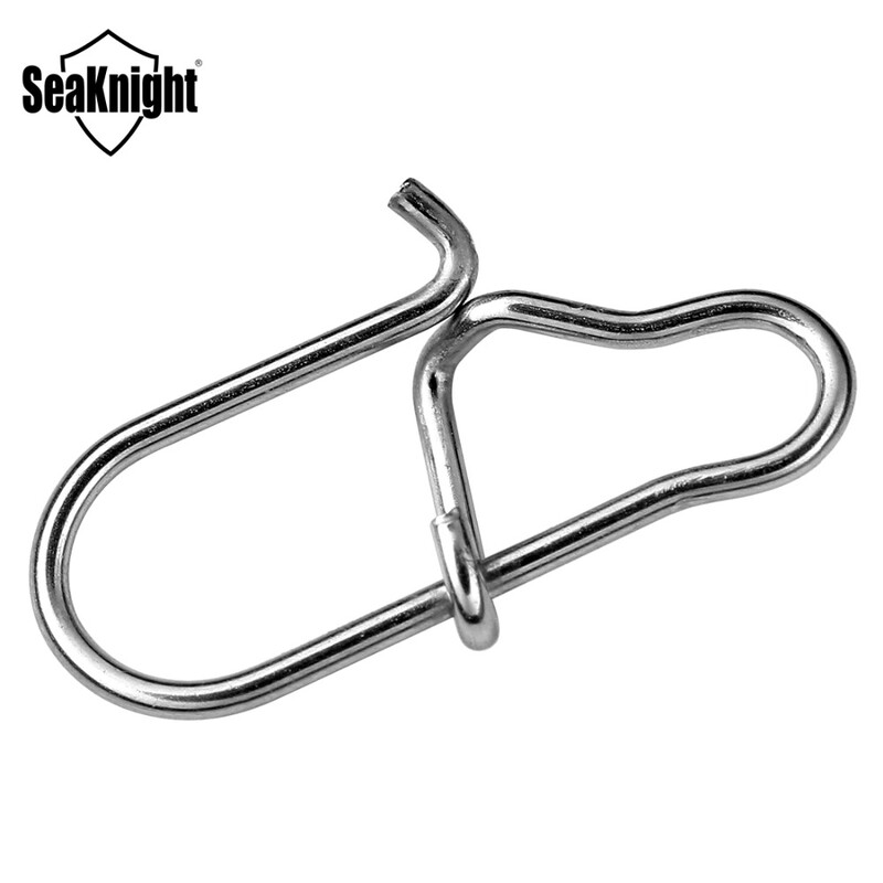SeaKnight 50PC rozsdamentes acél horgászcsatlakozó 0# 1# 2# horgásztartozék, erős húzás 27 38 45 kg 13 15 17 mm-es horgászszerszám pattintással
