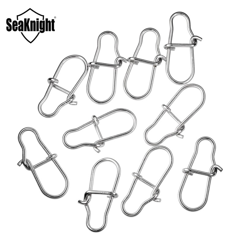 SeaKnight 50PC rozsdamentes acél horgászcsatlakozó 0# 1# 2# horgásztartozék, erős húzás 27 38 45 kg 13 15 17 mm-es horgászszerszám pattintással