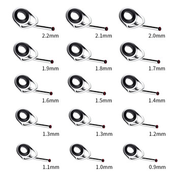 10 pc Fishing Top Rod Guide Ring Line Tip 0,9mm-2,2mm Δαχτυλίδια ματιών από ανοξείδωτο χάλυβα Κιτ πόλων Επισκευή χύτευσης Αντικατάσταση αξεσουάρ