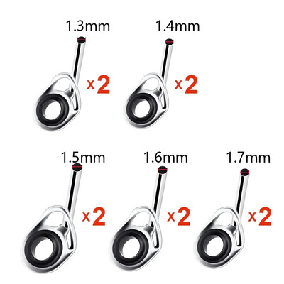 10 vnt Meškerės viršaus kreipiamojo žiedo lyno antgalis, 0,9–2,2 mm nerūdijančio plieno akinių žiedų stulpų rinkinys Remonto liejimo pakeitimo priedai