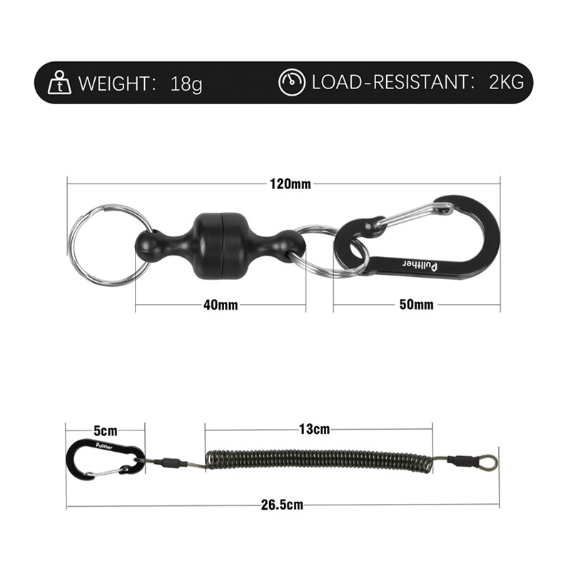 Pullther Hordozható acél elvesztésgátló horgászszerszámok Mágneses kültéri horgászcikkek gyorskioldó erős mágneses hordozható csat