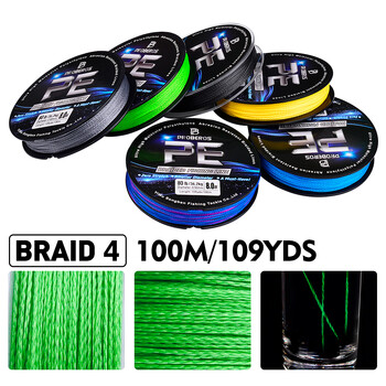 Super Strong Fishing Line -100m/328ft 4-Strand Multifilament PE Anti-abrasion Braided Line,6 χρώματα Διαθέσιμα σε επιλογές 6-80 LB