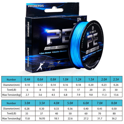 Szuper erős horgászzsinór - 100 m/328 láb 4 szálas multifil PE, kopásgátló fonott zsinór, 6 színben 6-80 LB opciókban kapható