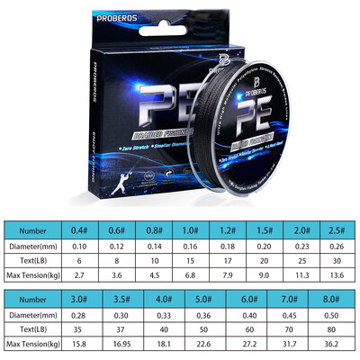 Szuper erős horgászzsinór - 100 m/328 láb 4 szálas multifil PE, kopásgátló fonott zsinór, 6 színben 6-80 LB opciókban kapható
