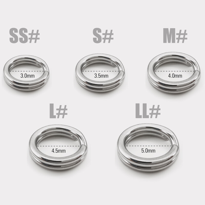 LUREHOLIC Inele despicate din oțel inoxidabil 304 de pescuit forjate de înaltă calitate 80% întărire cerc dublu 20 buc. per sac