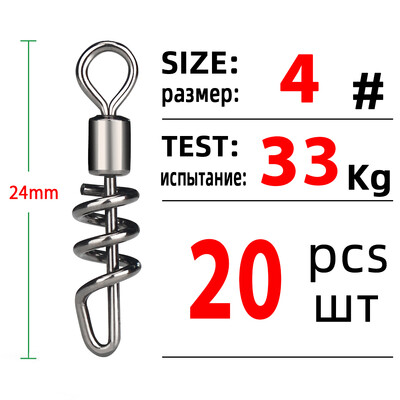 20 DB Forró modell Gördülő forgó csavaros pattintással Golyóscsapágy gördülő Forgó, tömör gyűrűs horgászcsatlakozó horgászhorog