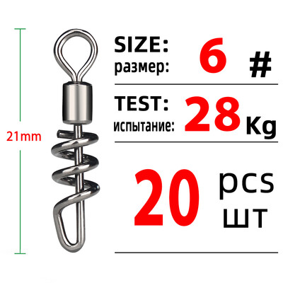 20 DB Forró modell Gördülő forgó csavaros pattintással Golyóscsapágy gördülő Forgó, tömör gyűrűs horgászcsatlakozó horgászhorog