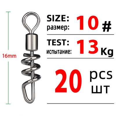 20 DB Forró modell Gördülő forgó csavaros pattintással Golyóscsapágy gördülő Forgó, tömör gyűrűs horgászcsatlakozó horgászhorog