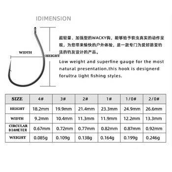 20 τμχ/παρτίδα Drop Shot Hook 4# #3 #2 #1 #1/0 #2/0 Ανοξείδωτο ατσάλι Offset Wacky Hooks Crank Worm Fishhook Fishing Accessories