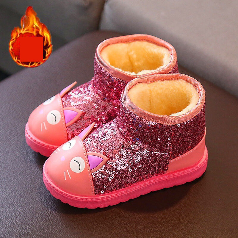 Bērnu sniega zābaki, ziemas samta biezinātas ādas ūdensizturīgie zābaki, meitenes, vizuļi, kokvilnas kurpes, vīriešiem, studentiem, īsie pretslīdes zābaki