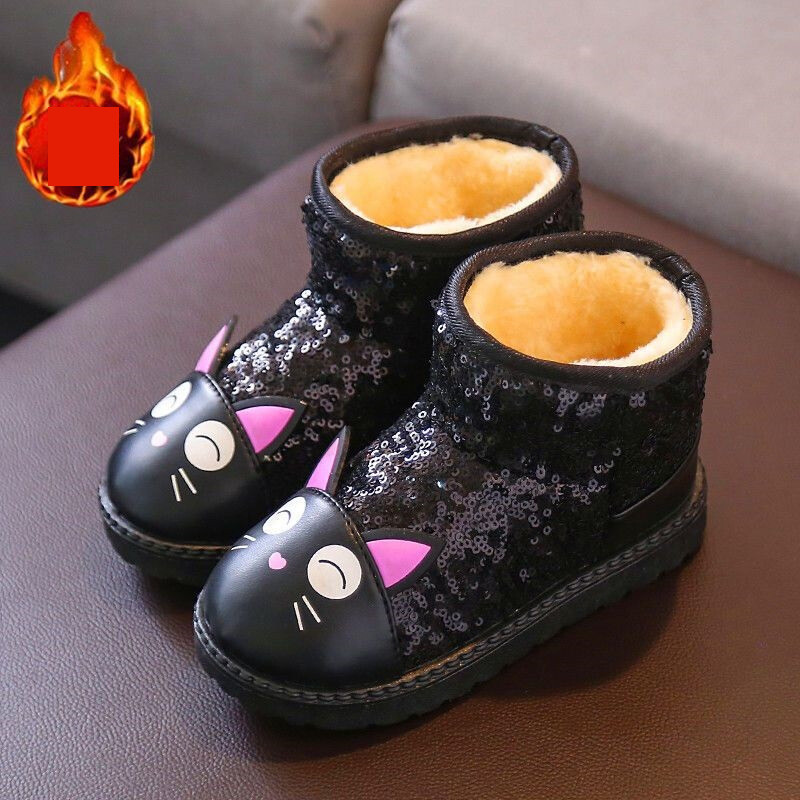 Bērnu sniega zābaki, ziemas samta biezinātas ādas ūdensizturīgie zābaki, meitenes, vizuļi, kokvilnas kurpes, vīriešiem, studentiem, īsie pretslīdes zābaki