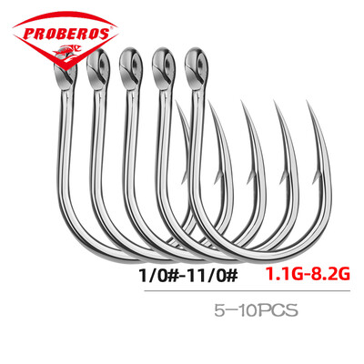 Jūros vandens apsauga nuo korozijos Žvejybos kabliukas Dydis 1/0-13/0# Žiedinė akis Japan Fishhooks Žvejybos kabliukai Single Jig Žuvies kabliuko reikmenys