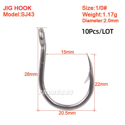 Jūros vandens apsauga nuo korozijos Žvejybos kabliukas Dydis 1/0-13/0# Žiedinė akis Japan Fishhooks Žvejybos kabliukai Single Jig Žuvies kabliuko reikmenys