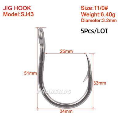 Jūros vandens apsauga nuo korozijos Žvejybos kabliukas Dydis 1/0-13/0# Žiedinė akis Japan Fishhooks Žvejybos kabliukai Single Jig Žuvies kabliuko reikmenys