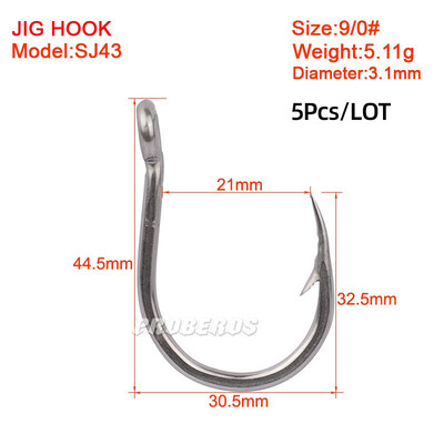 Jūros vandens apsauga nuo korozijos Žvejybos kabliukas Dydis 1/0-13/0# Žiedinė akis Japan Fishhooks Žvejybos kabliukai Single Jig Žuvies kabliuko reikmenys