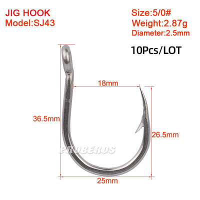 Jūros vandens apsauga nuo korozijos Žvejybos kabliukas Dydis 1/0-13/0# Žiedinė akis Japan Fishhooks Žvejybos kabliukai Single Jig Žuvies kabliuko reikmenys