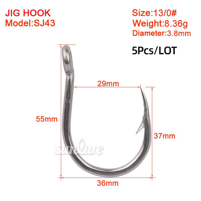 Jūros vandens apsauga nuo korozijos Žvejybos kabliukas Dydis 1/0-13/0# Žiedinė akis Japan Fishhooks Žvejybos kabliukai Single Jig Žuvies kabliuko reikmenys