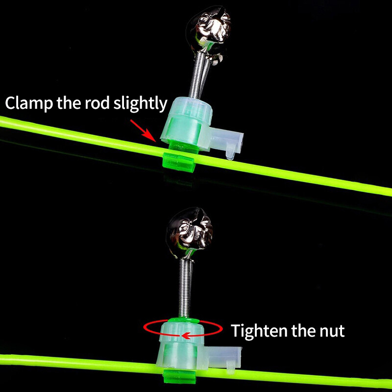 5/10db horgászkapás riasztók horgászbot csengő hegy klip csengő gyűrű zöld ABS horgásztartozék kültéri horgászkapás jelzők