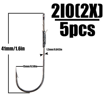 B&U 5 ps ar rokām darināti pagriežami āķi basu makšķerēšanas āķim ar augstu oglekļa tēraudu, gara kāta āķi, mīksto tārpu Teksasas platformas zivju piederumiem