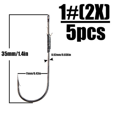 B&U 5 ps ar rokām darināti pagriežami āķi basu makšķerēšanas āķim ar augstu oglekļa tēraudu, gara kāta āķi, mīksto tārpu Teksasas platformas zivju piederumiem