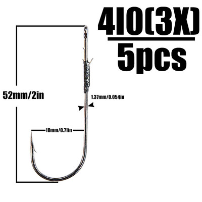 B&U 5 ps ar rokām darināti pagriežami āķi basu makšķerēšanas āķim ar augstu oglekļa tēraudu, gara kāta āķi, mīksto tārpu Teksasas platformas zivju piederumiem