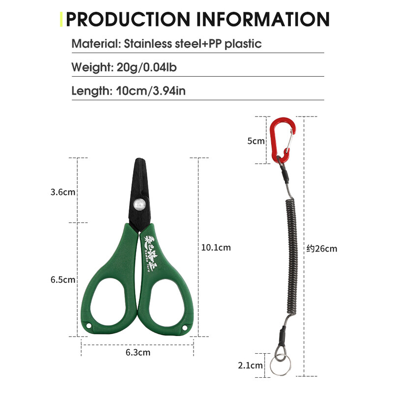 ZUKIBO nerūdijančio plieno žvejybos žirklės, nešiojamos žirklinės replės, pjovimo PE valas, pynimo valų pjoviklis, sluoksniai Karpių žvejybos įrankiai Priedai