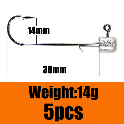 B&U NED kabliukas ant galvos, 2 g-14 g Visų dydžių apvalus rutulinis kabliukas be piktžolių ilgakočio antriniai kabliukai, skirti minkštai sliekų žvejybai