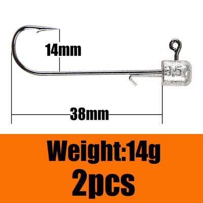 B&U NED kabliukas ant galvos, 2 g-14 g Visų dydžių apvalus rutulinis kabliukas be piktžolių ilgakočio antriniai kabliukai, skirti minkštai sliekų žvejybai