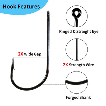 Elllv 1/0 - 8/0 Short Shank Wide Mouth Aberdeen Hook 2X Strength & Gap Άγκιστρο ψαρέματος θαλασσινού νερού Sabiki Rigs Big Streamer Fly Hook