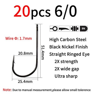 Elllv 1/0 - 8/0 Cârlig Aberdeen cu tijă scurtă și gură largă Cârlig de pescuit cu apă sărată 2X rezistență și decalaj Sabiki Rigs Cârlig pentru zburătoare mare